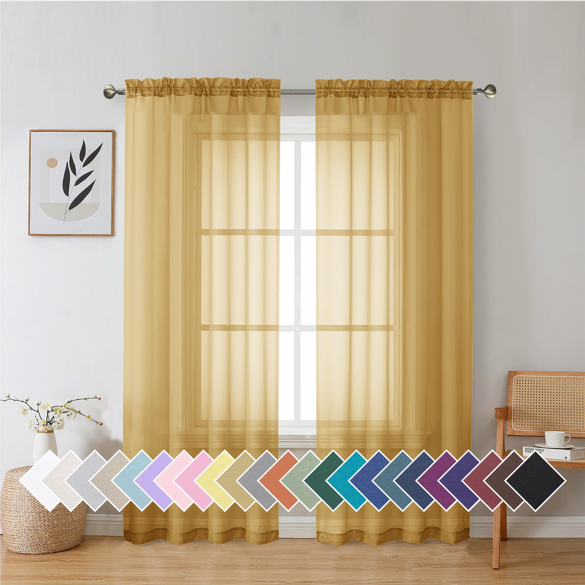 Aiyufeng Blush Pink Sheer Curtains 84 Inches Long 2 Panels Set, Light Filtering Soft Airy Voile Rod Pocket Baby Pink Sheer Window Drapes for Bedroom Living Room, Each 40Wx84L Inches