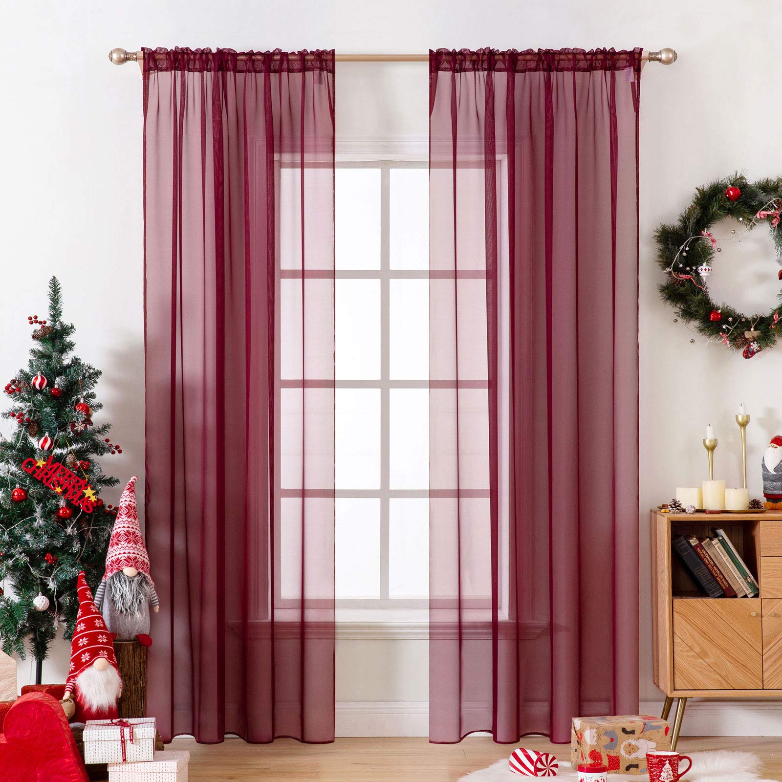 MIULEE White Sheer Curtains 96 inches Long Window Curtains 2 Panels Solid Color Elegant Window Voile Panels/Drapes/Treatment for Bedroom Living Room (54 X 96 Inches White)