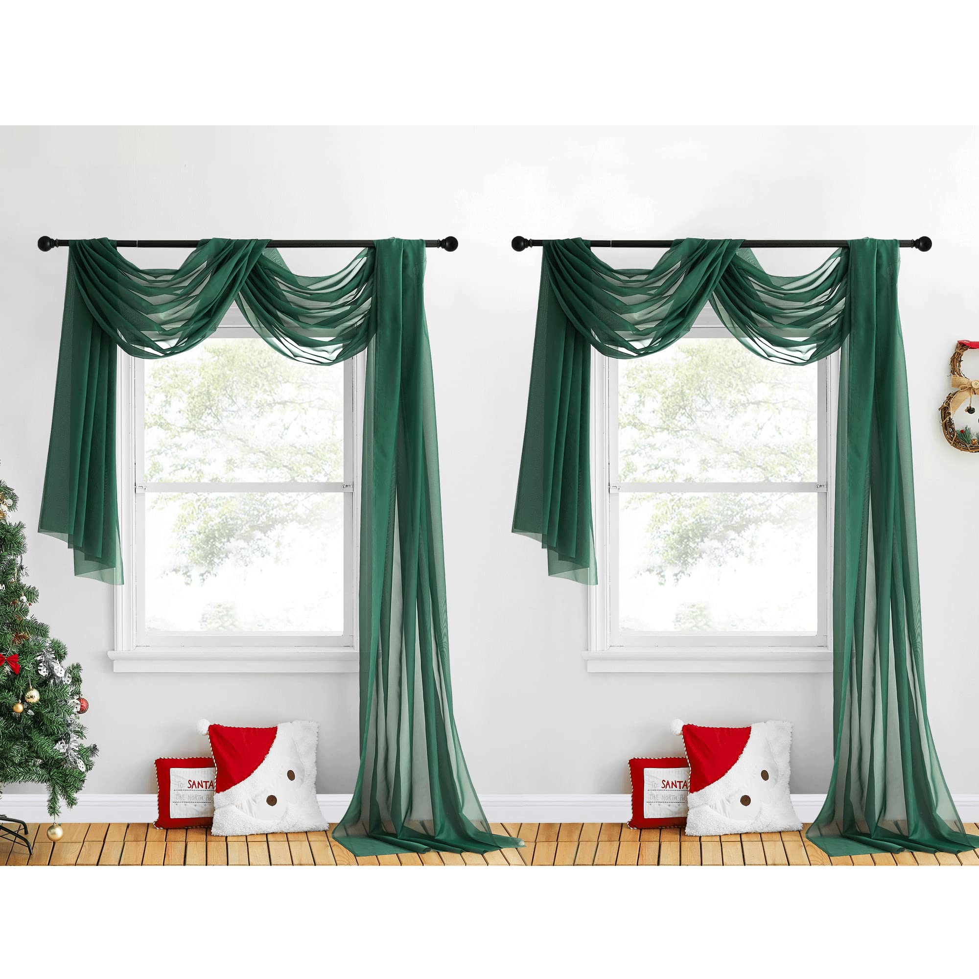 NICETOWN Sheer Canopy Bed Curtains Panels 216 - Home Decoration Sheer Voile Scarf Valance for Wedding (1 Panel, W60 x L216, White)
