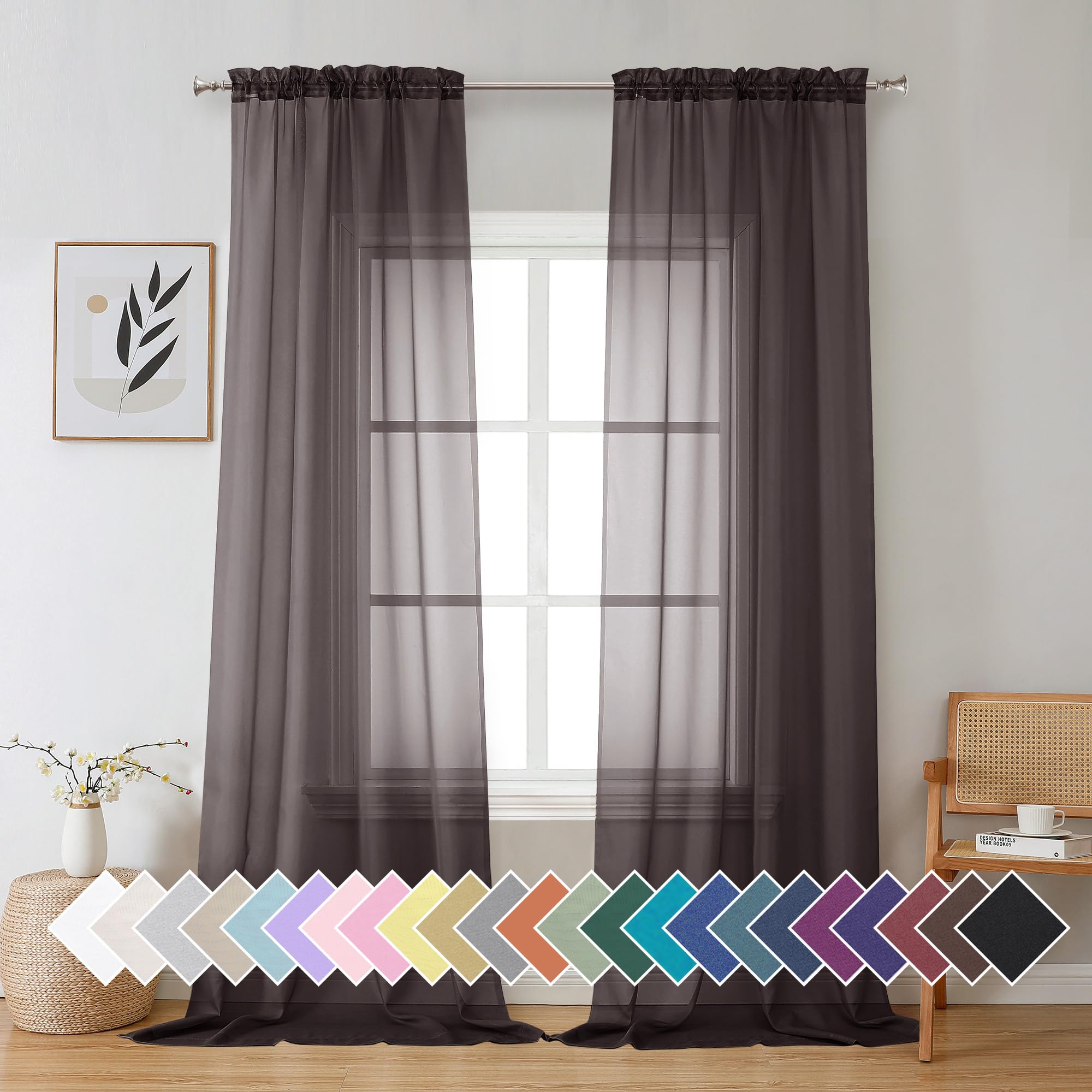 Aiyufeng Blush Pink Sheer Curtains 84 Inches Long 2 Panels Set, Light Filtering Soft Airy Voile Rod Pocket Baby Pink Sheer Window Drapes for Bedroom Living Room, Each 40Wx84L Inches