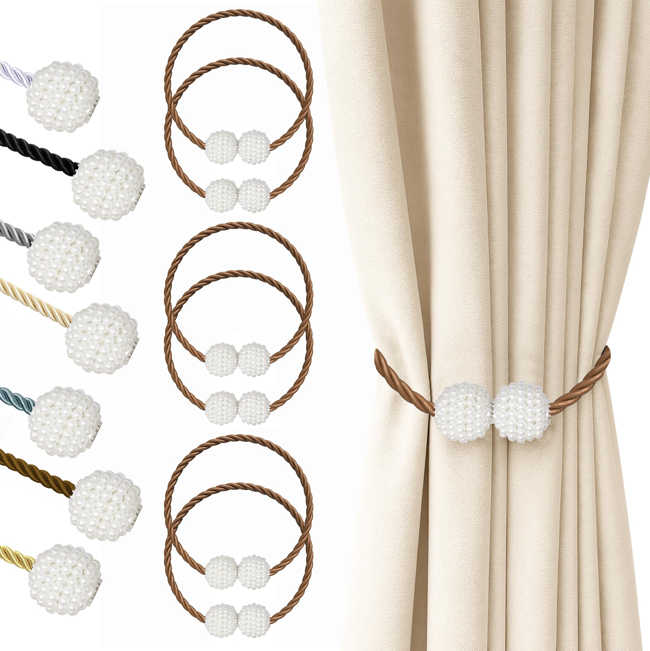 Hion Magnetic Curtain Tiebacks Black 2pcs, Curtain Tiebacks Buckles Holdbacks Holders Hooks Clip for Home Outdoor Bedroom Office Decorative Curtain