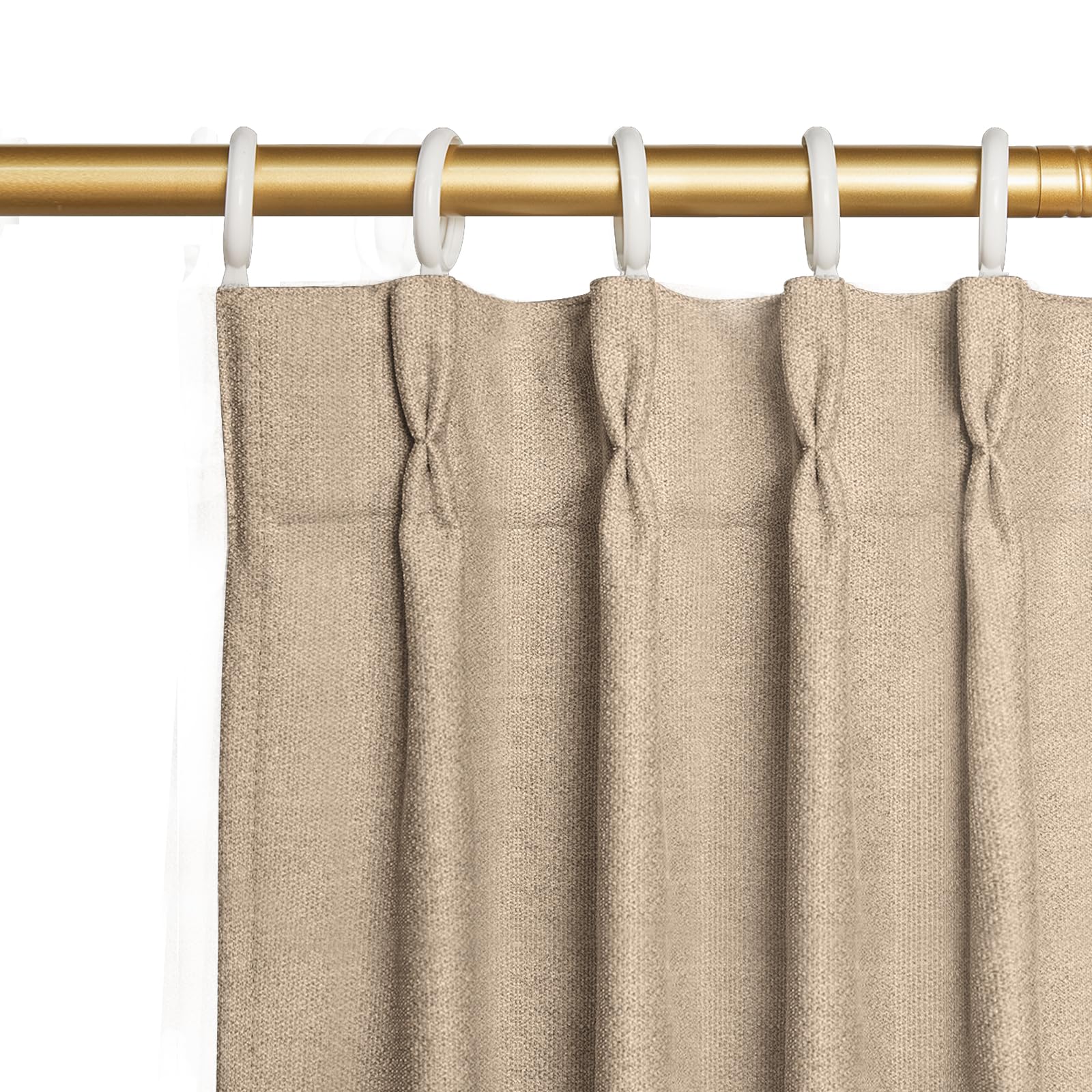 Joydeco Curtains, 108 Inches Long, 2 Panels Set, Farmhouse Drapes for Living Room, Semi-Blackout, Linen-Polyester, Ivory on Linen, Rod Pocket