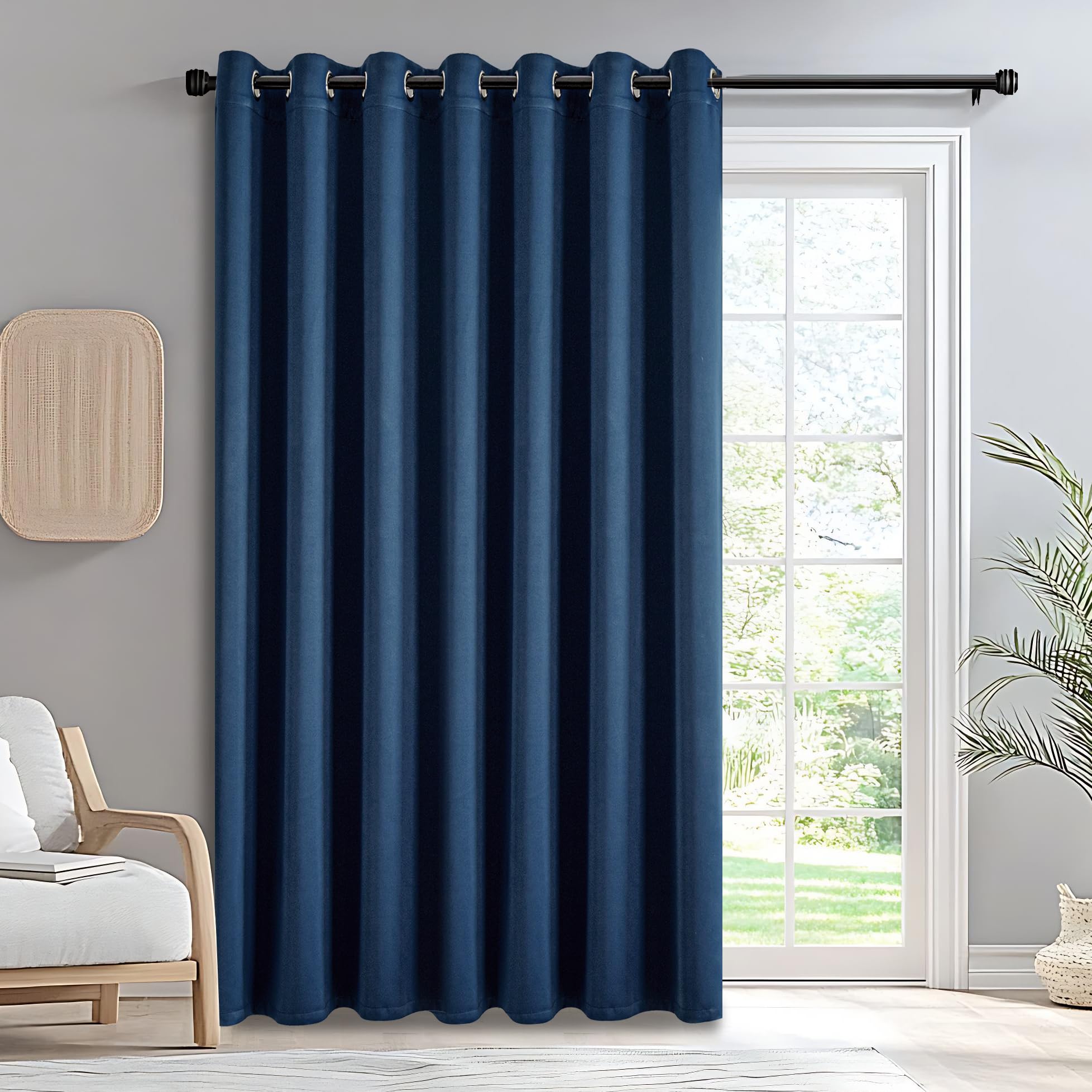 IGEMAEVE Black 100% Blackout Curtains 84 Inch Length 2 Panels Set, Black Out Curtains for Bedroom 84 Inch Long, Rod Pocket Energy Saving Room Darkening Drapes for Living Room Dining Room Window