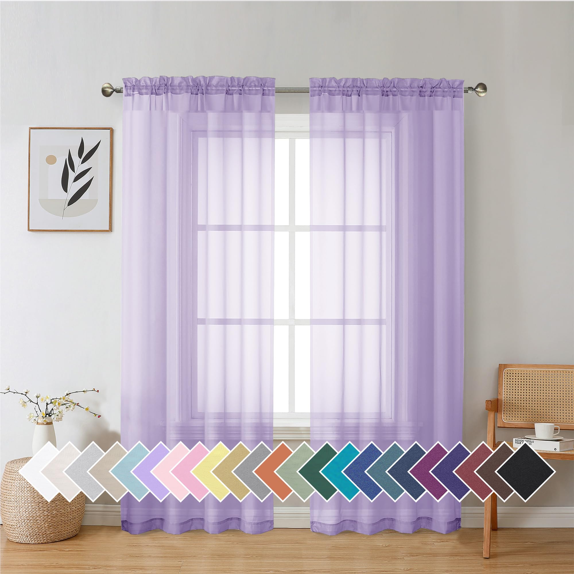 Aiyufeng Blush Pink Sheer Curtains 84 Inches Long 2 Panels Set, Light Filtering Soft Airy Voile Rod Pocket Baby Pink Sheer Window Drapes for Bedroom Living Room, Each 40Wx84L Inches