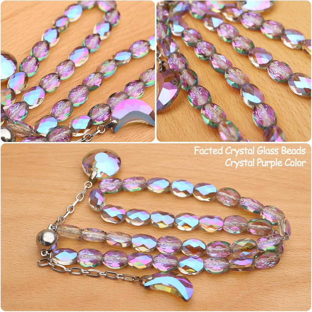 PEDOBO Magnetic Curtain Tiebacks, 2 Pack Crystal Beaded Sun & Moon Pendants Sheers/Draperies Holdbacks for Window Home Office Decor (Purple)