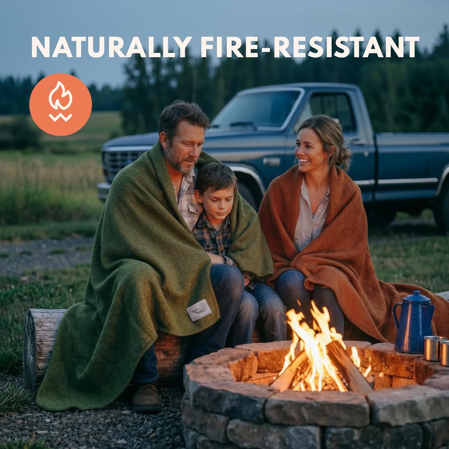 Woolly Mammoth Woolen Co. | Extra Large Merino Wool Camp Blanket | Perfect Outdoor Gear | Bedroll for Bushcraft, Camping, Trekking, Hiking, Survival, or Throw Blanket at the Cabin (Gray), 66" x 90"