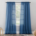 No. 918 Erica Crushed Sheer Voile Rod Pocket Curtain Panel, 51" x 84", Eggshell Off-White