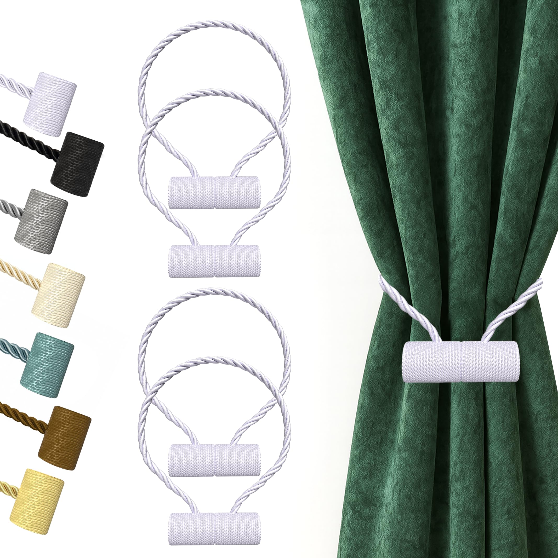 Hion Magnetic Curtain Tiebacks Black 2pcs, Curtain Tiebacks Buckles Holdbacks Holders Hooks Clip for Home Outdoor Bedroom Office Decorative Curtain