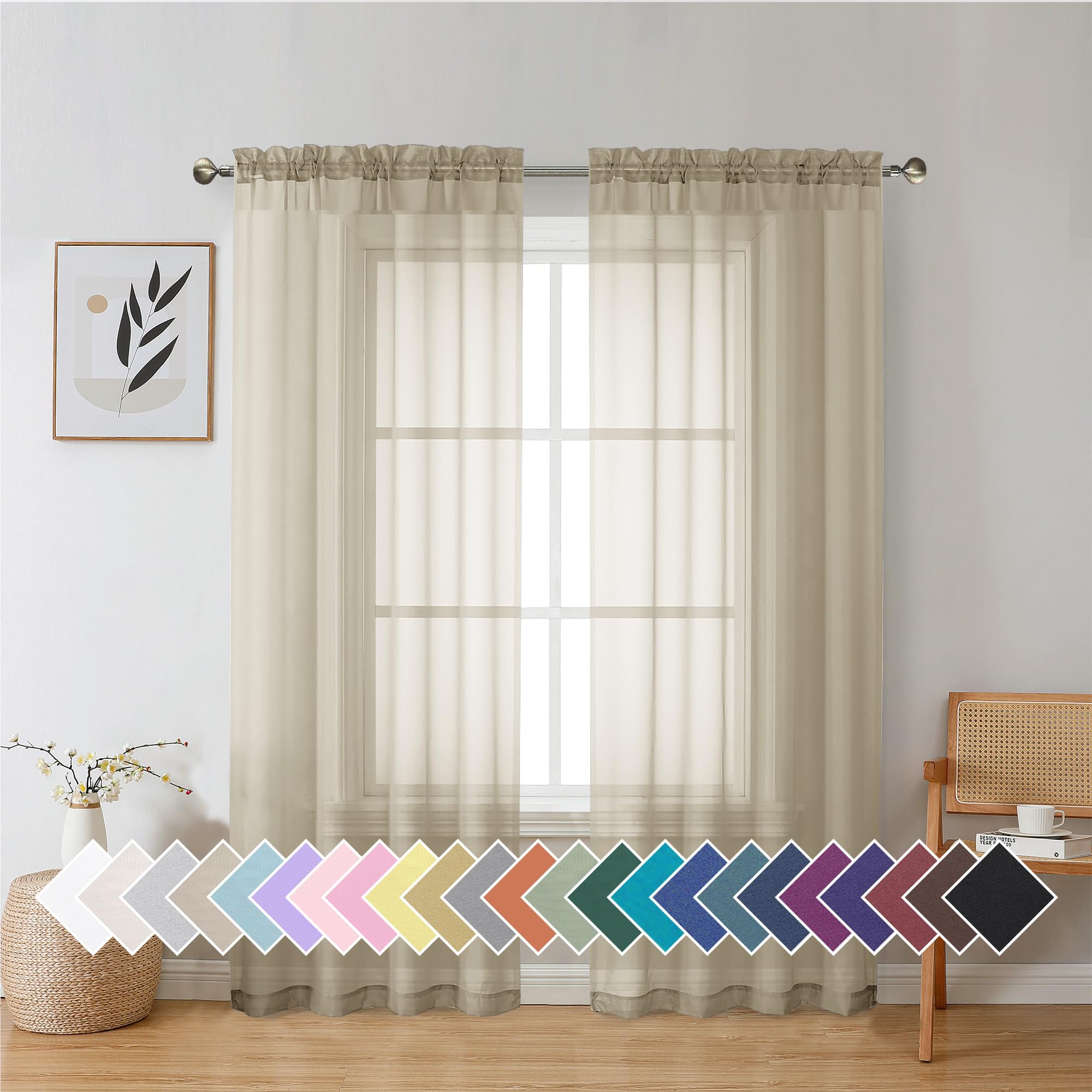 Aiyufeng Blush Pink Sheer Curtains 84 Inches Long 2 Panels Set, Light Filtering Soft Airy Voile Rod Pocket Baby Pink Sheer Window Drapes for Bedroom Living Room, Each 40Wx84L Inches