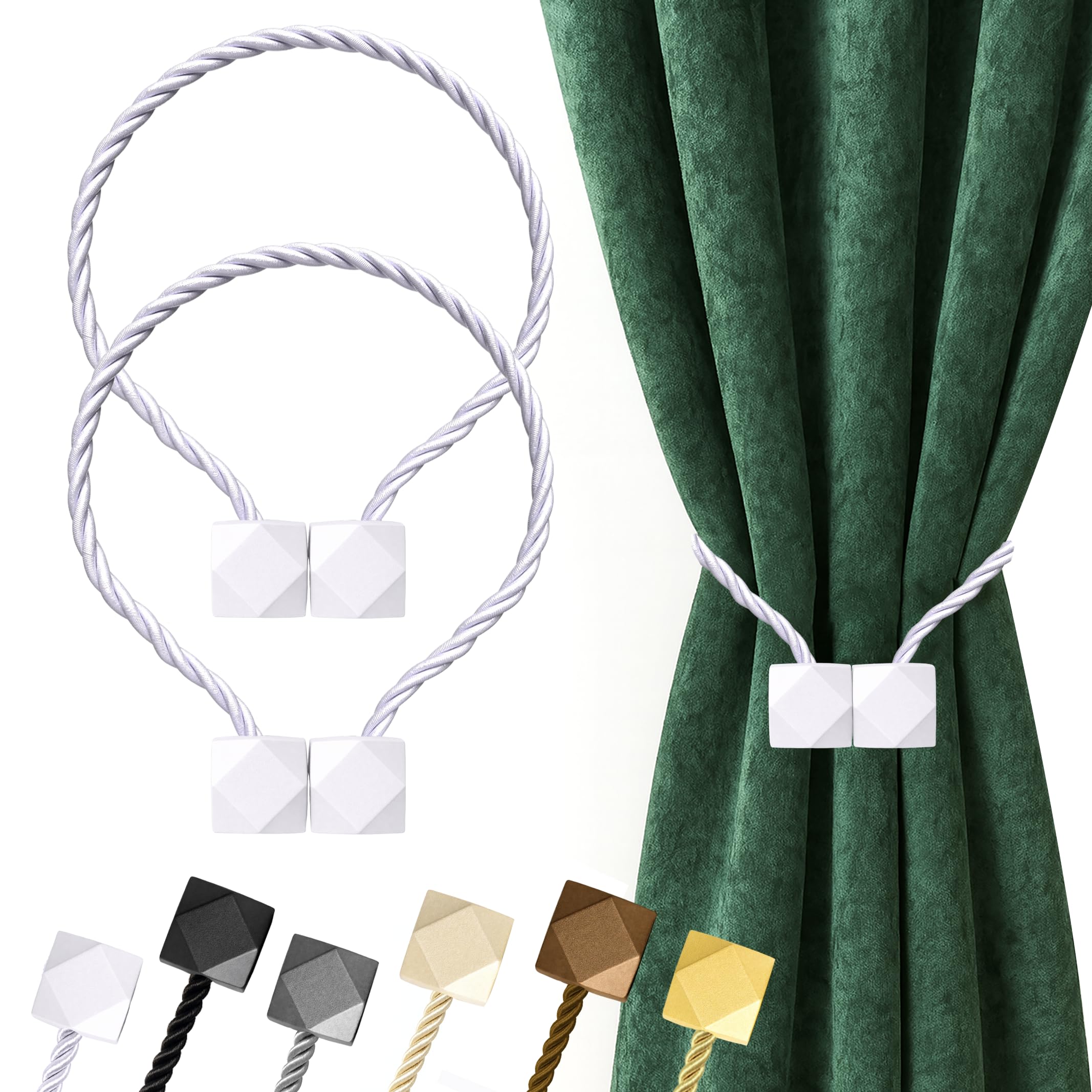 Hion Magnetic Curtain Tiebacks Black 2pcs, Curtain Tiebacks Buckles Holdbacks Holders Hooks Clip for Home Outdoor Bedroom Office Decorative Curtain