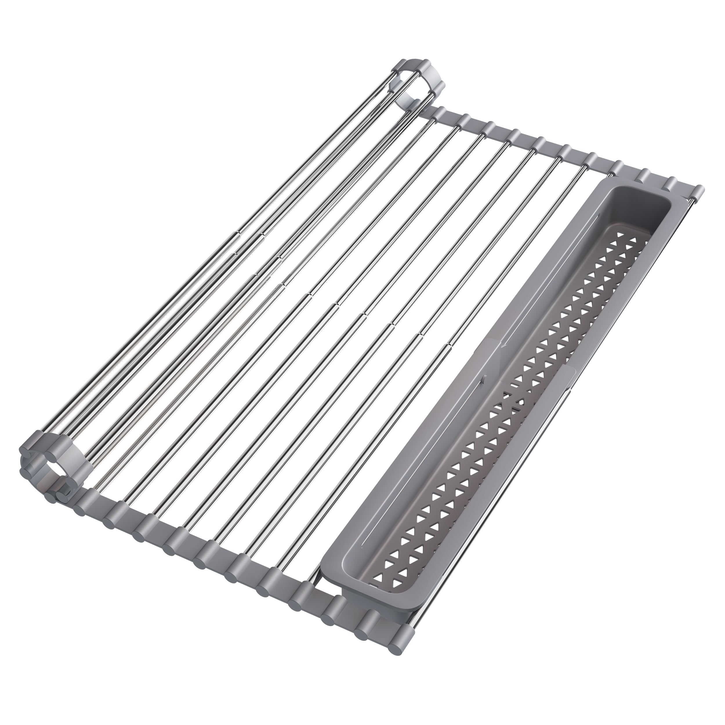 JASIWAY Dish Drying Rack in Sink, Expandable Stainless Steel Dish Drainers for Kitchen Counter, Dish Dryer Rack for Inside Sink, Over The Sink Dish Racks with Utensil Holder, Silver