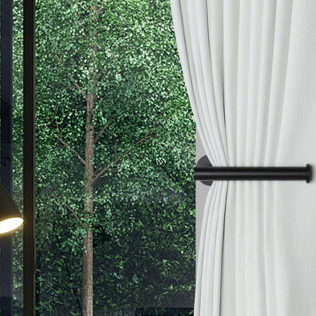 Groleca 2 Pack Adhesive Curtain Holdbacks Curtain Tie Backs Curtain Holdbacks No Drill Curtain Pull Backs Adhesive Curtain Hooks Curtain Holders for Drapes (2, Black)