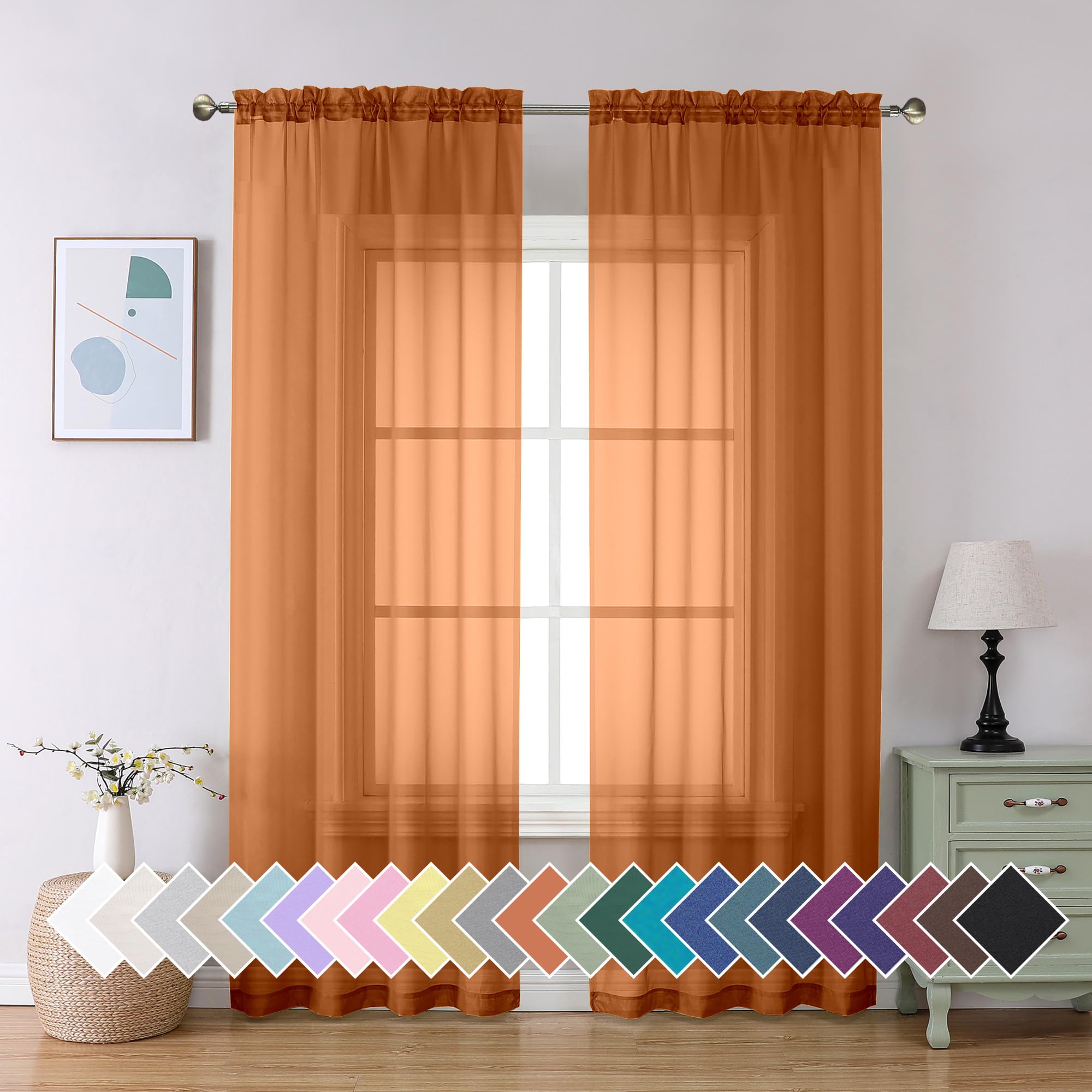 Aiyufeng Blush Pink Sheer Curtains 84 Inches Long 2 Panels Set, Light Filtering Soft Airy Voile Rod Pocket Baby Pink Sheer Window Drapes for Bedroom Living Room, Each 40Wx84L Inches