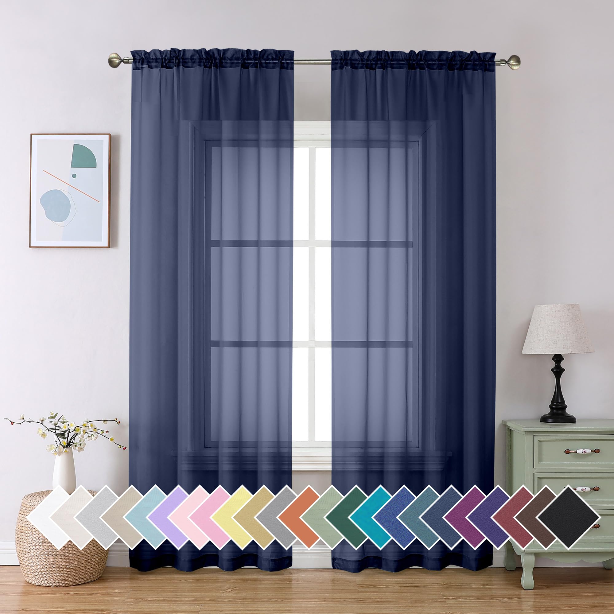 Aiyufeng Blush Pink Sheer Curtains 84 Inches Long 2 Panels Set, Light Filtering Soft Airy Voile Rod Pocket Baby Pink Sheer Window Drapes for Bedroom Living Room, Each 40Wx84L Inches
