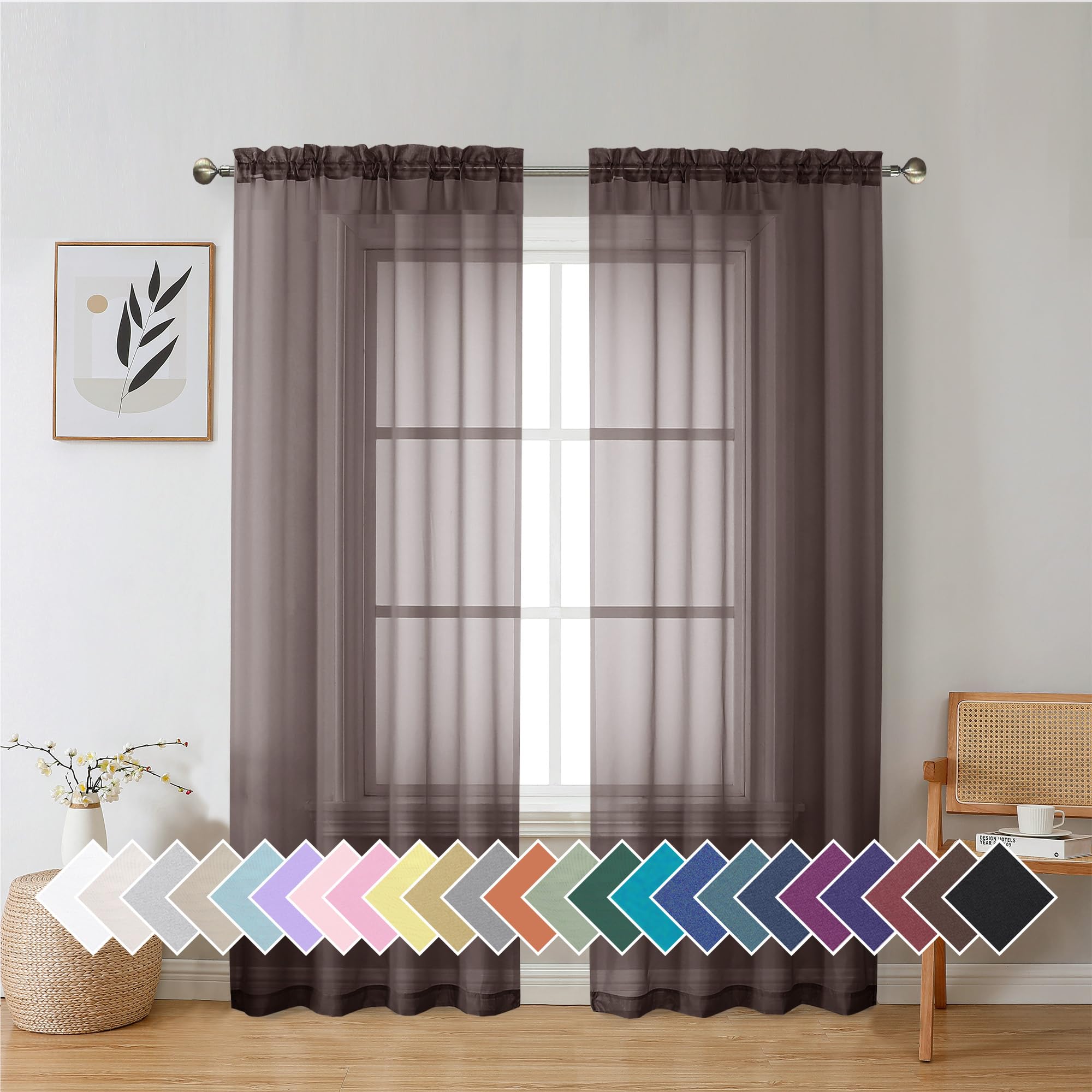 Aiyufeng Blush Pink Sheer Curtains 84 Inches Long 2 Panels Set, Light Filtering Soft Airy Voile Rod Pocket Baby Pink Sheer Window Drapes for Bedroom Living Room, Each 40Wx84L Inches