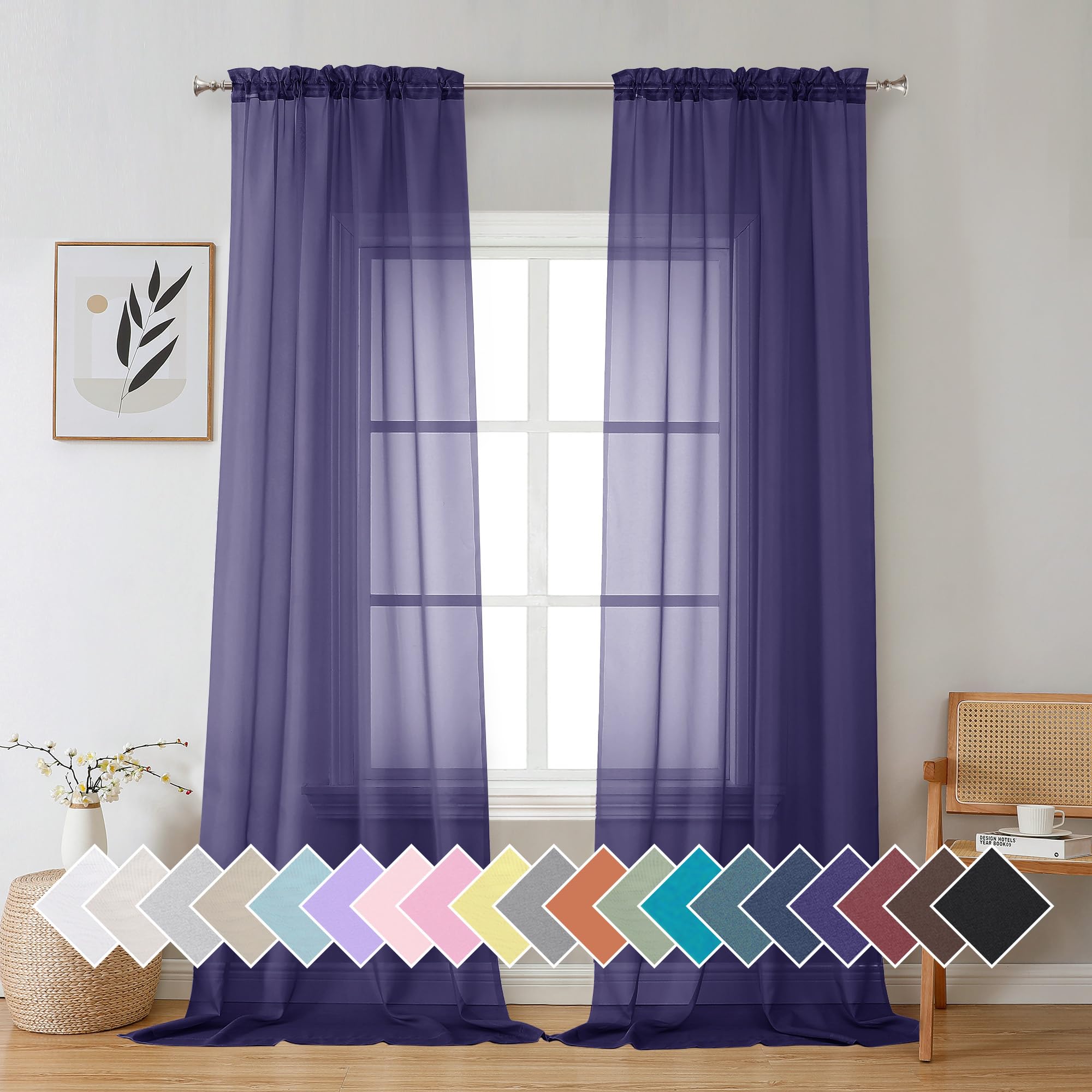 Aiyufeng Blush Pink Sheer Curtains 84 Inches Long 2 Panels Set, Light Filtering Soft Airy Voile Rod Pocket Baby Pink Sheer Window Drapes for Bedroom Living Room, Each 40Wx84L Inches
