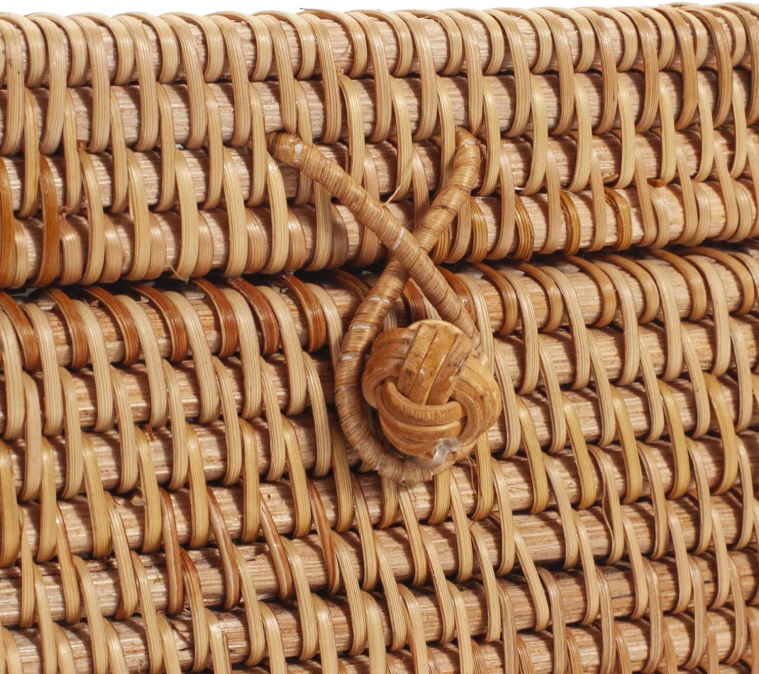 Rattan Square Tissue Box Cover, 5.7" x 5.7" x 5", Decorative Woven Facial Tissue Holder with Hinged Top Lid, Natural Color
