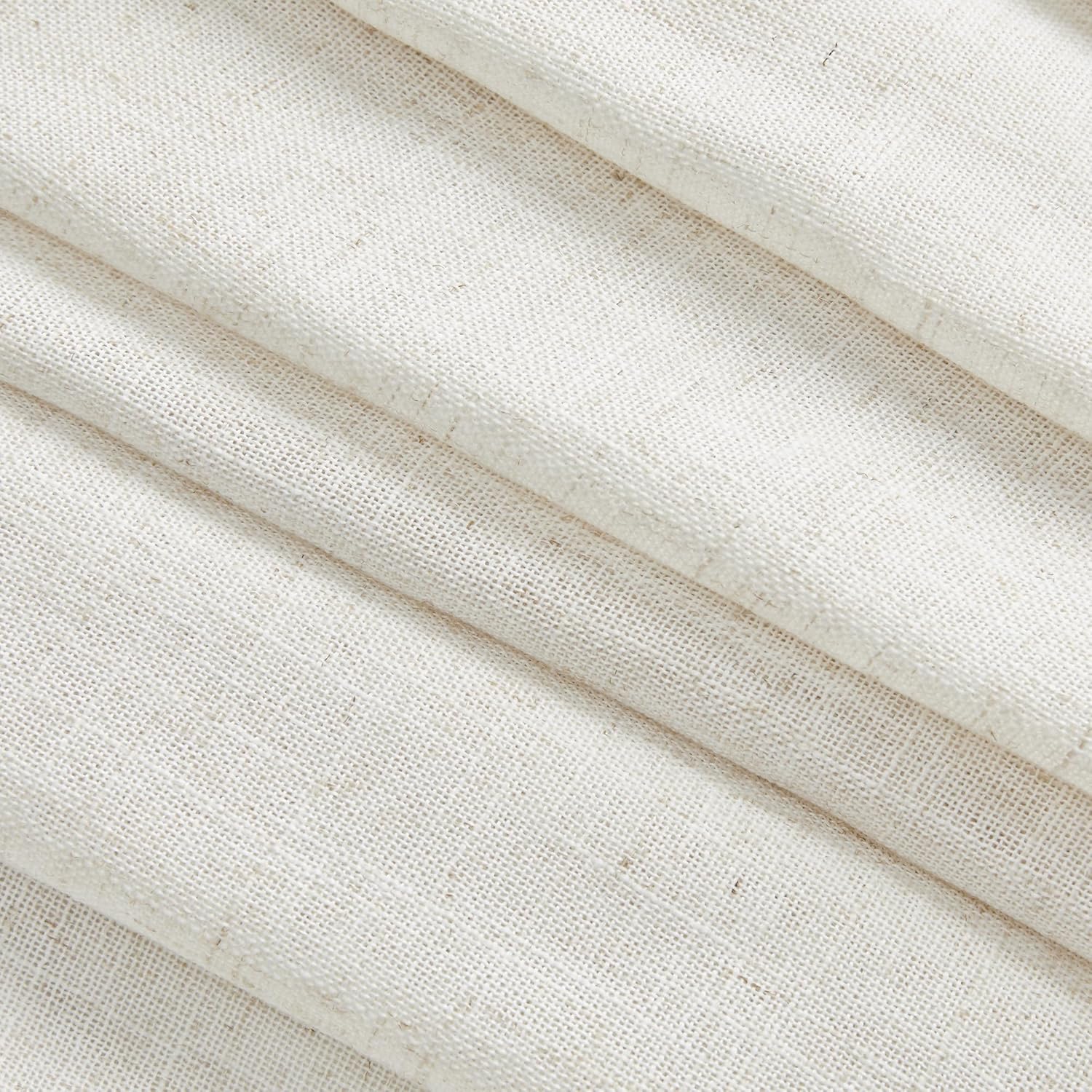 MYSKY HOME Linen Curtains for Living Room, Natural Semi Sheer Curtains & Drapes 84 inches Length 2 Panels Set Farmhouse Country Boho Style Back Tab Draperies for Sliding Glass Door, 50" Wide, Linen