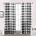 DriftAway Buffalo Plaid Blackout Curtains Linen Textured Farmhouse Double Layer Thermal Insulated Yarn Dyed Woven Checkered Gingham Grommet Drapes for Living Room 2 Panels Each 52W x 84L Taupe