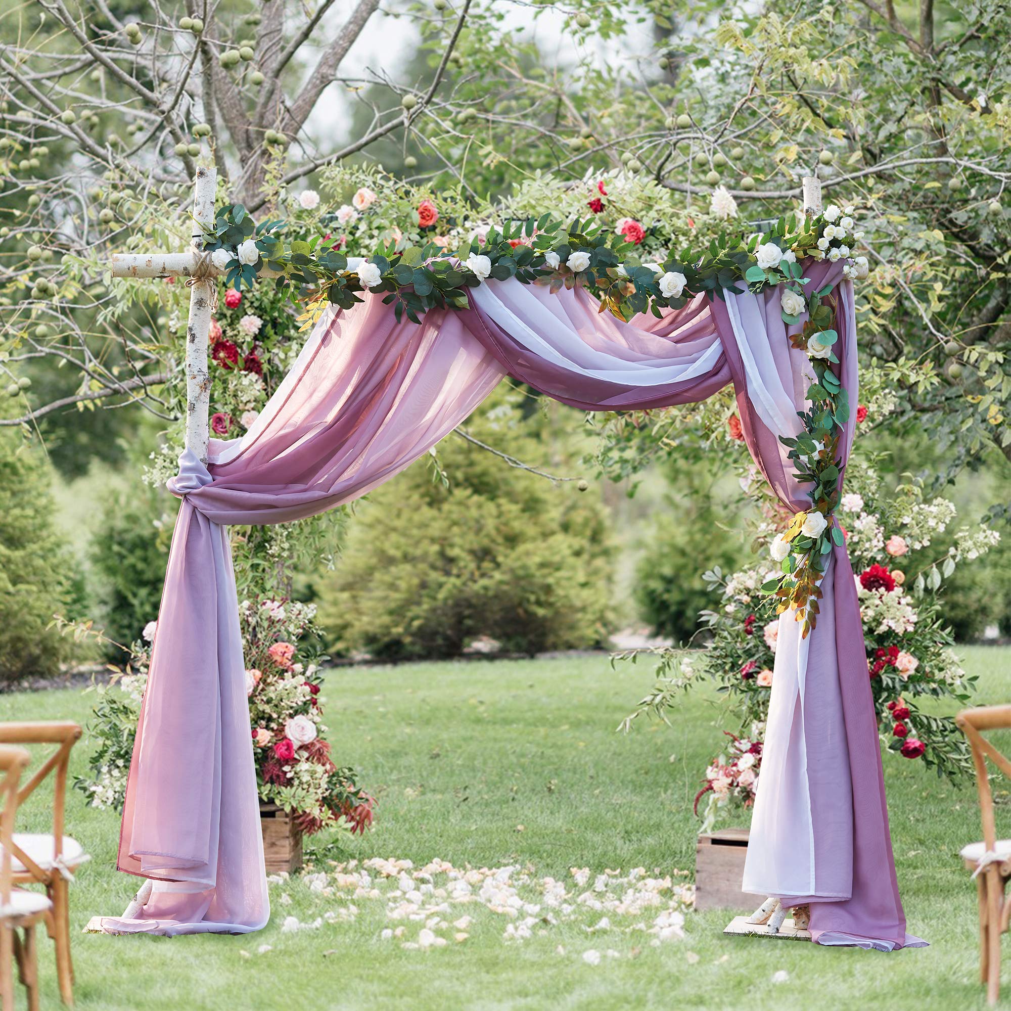 NICETOWN Sheer Canopy Bed Curtains Panels 216 - Home Decoration Sheer Voile Scarf Valance for Wedding (1 Panel, W60 x L216, White)