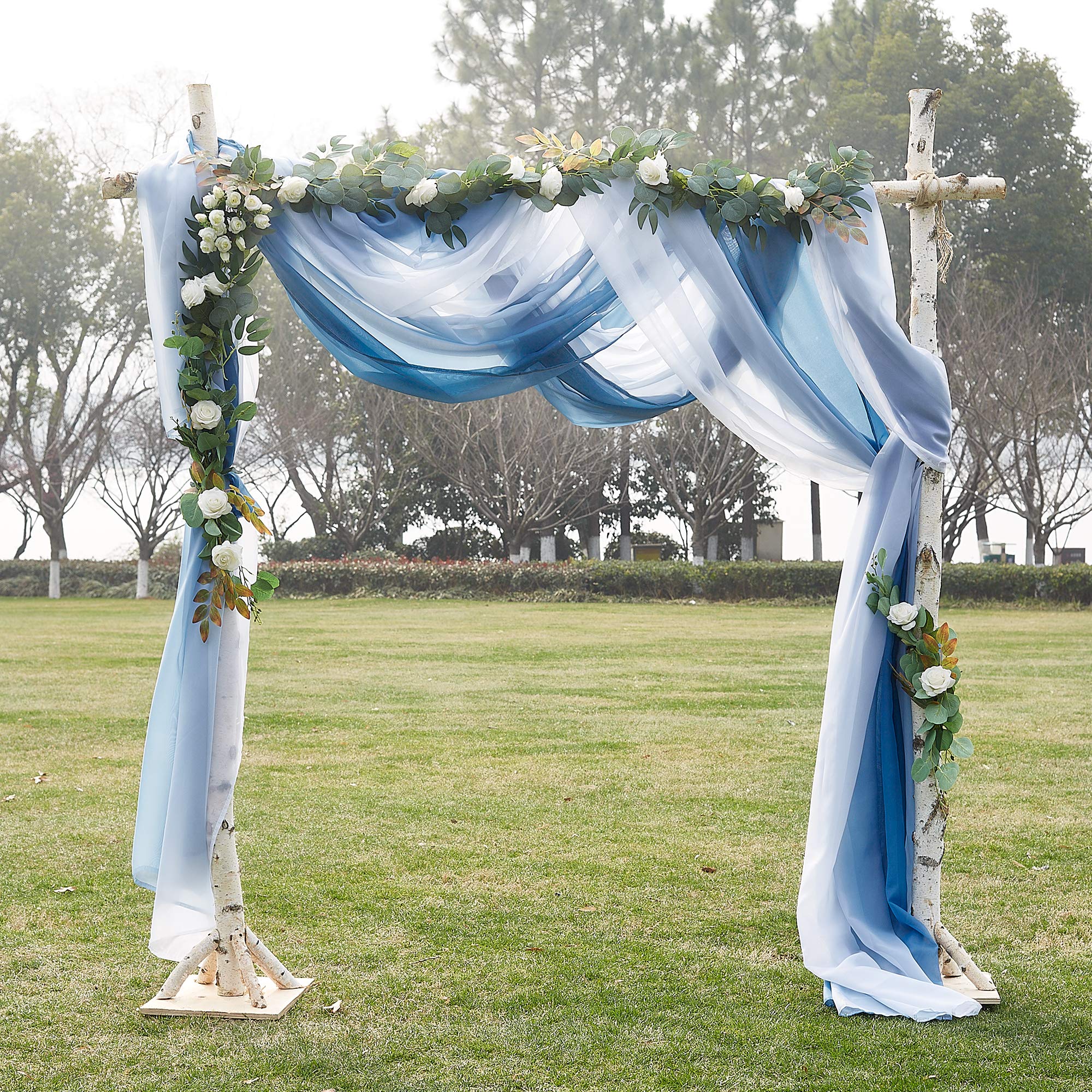 NICETOWN Sheer Canopy Bed Curtains Panels 216 - Home Decoration Sheer Voile Scarf Valance for Wedding (1 Panel, W60 x L216, White)
