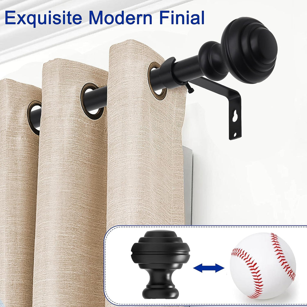 Curtain Rods for Windows 48-84 inch,3/4 inch Heavy Duty Adjustable Decorative Curtain Rod with Modern Finials,2 Pack Window Rods for Bedroom, Living Room,Patio and Kitchen