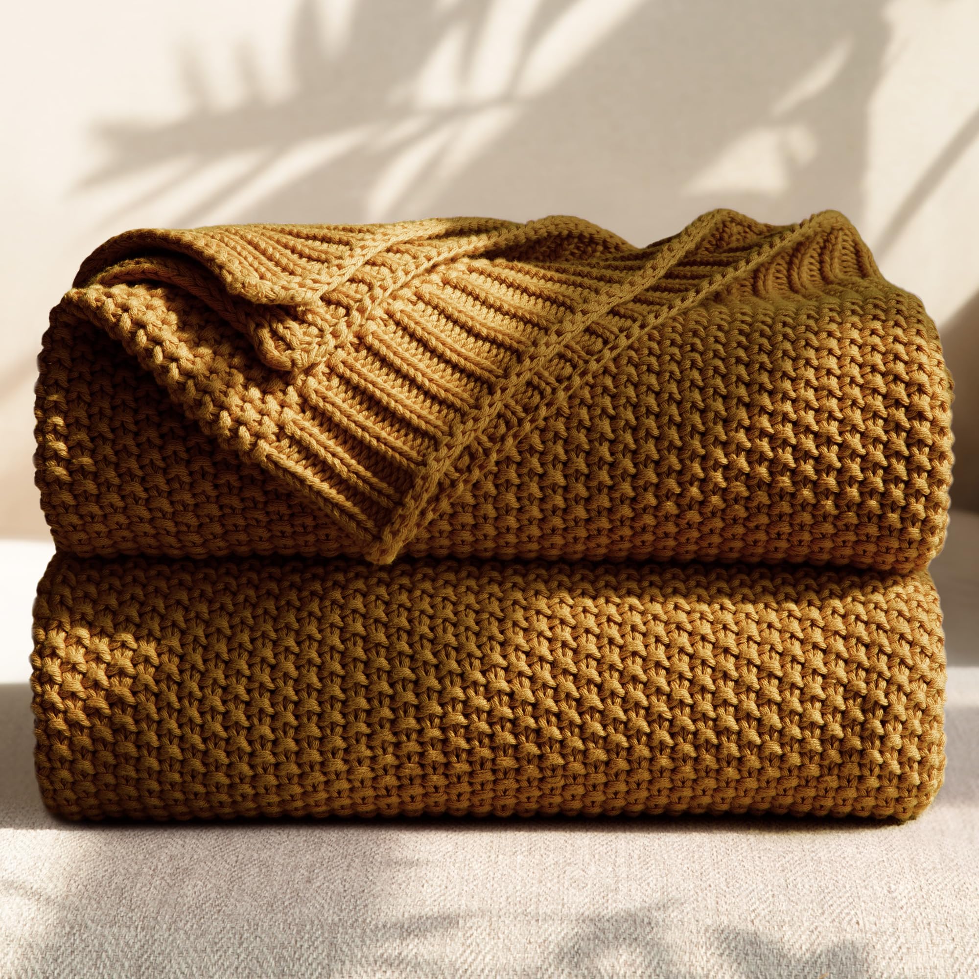 Olive Green Cable Knit Cotton Throw Blanket 50×60 Inch