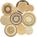 8 Pack Boho Wall Decor, 12 Inch Wall Basket Decor Round Handmade Hanging, Rattan Woven Wall Basket Decor for Living room, Rustic Flat Elegant, Farmhouse, Bedrooms, Table Settings, Kitchen Home